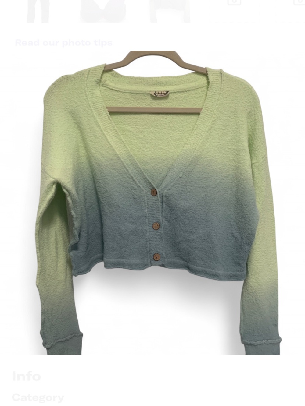 Intimately Free People In the Clouds Green Blue Ombre Dip Dyed Cardigan Sweater